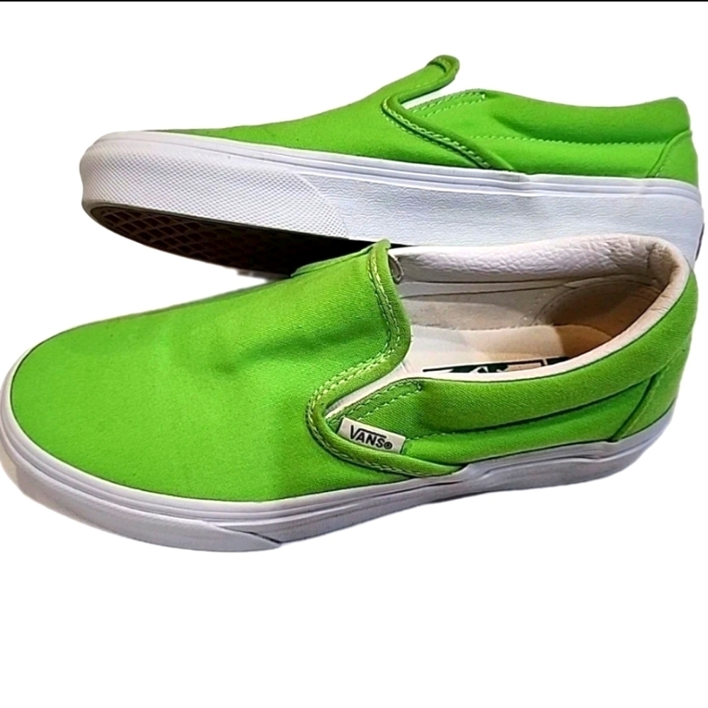 Vans Classic Slip On Canvas Sneakers Shoes Gecko Neon GreenSize 5 Men, 6.5 Women - Picture 5 of 9